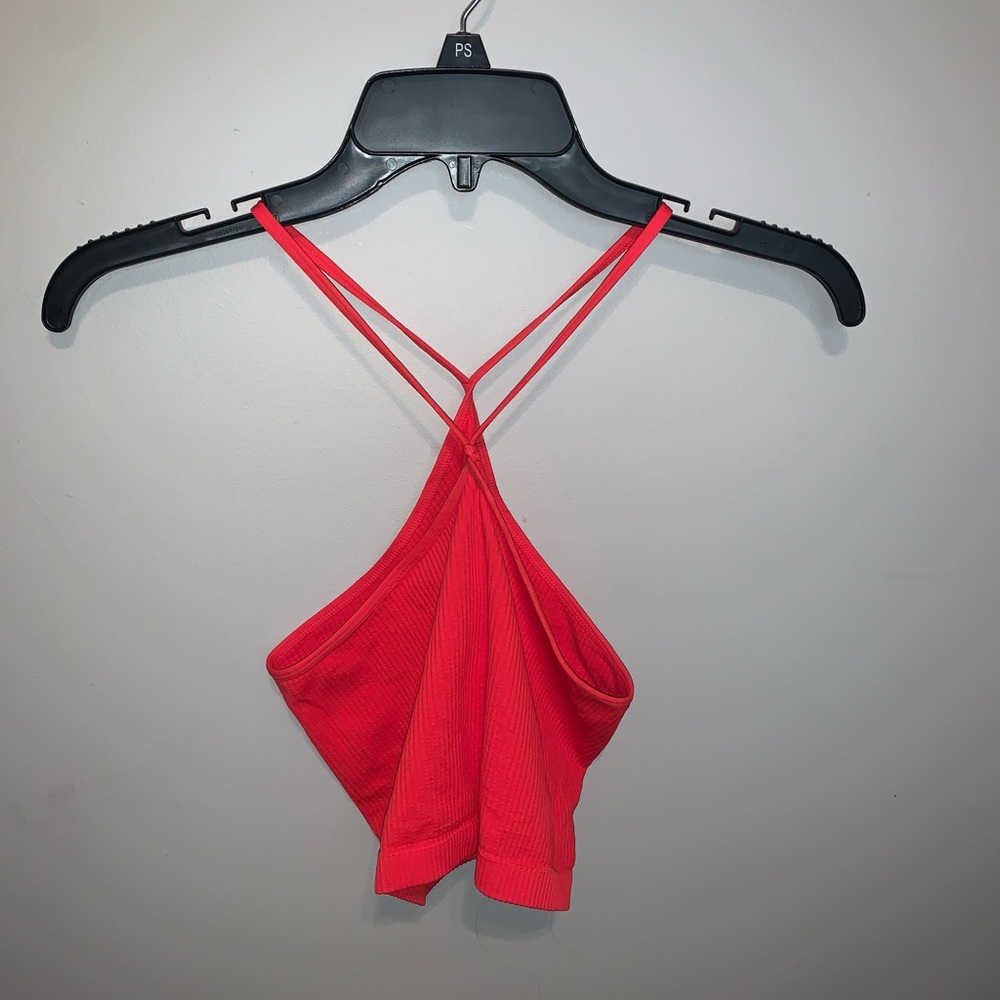 Red cropped top.